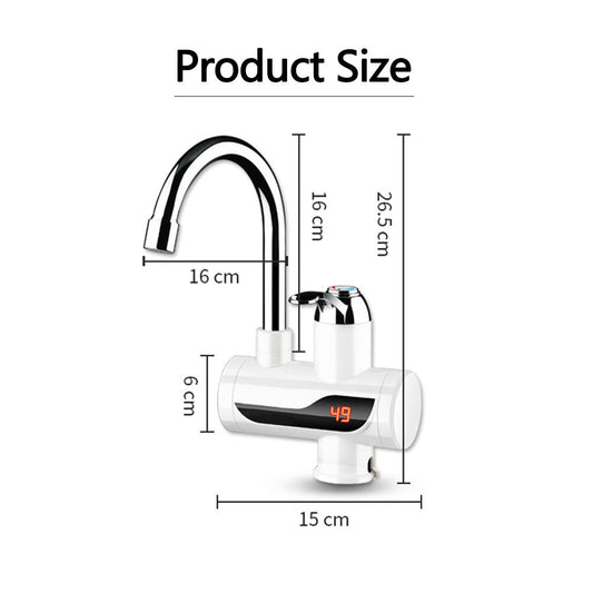 Electric Hot Water Heater Faucet Kitchen Instant Heating Tap Water Heater with LED
