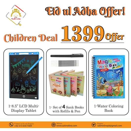 Triple Delight Deal - LCD Tablet | Practice Books | Magic Water Drawing Book